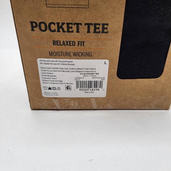 Brahma 2 Mens Large Pocket Shirts Crew Neck Relaxed Fit 1 Black & 1 Neon Yellow - Picture 2 of 3